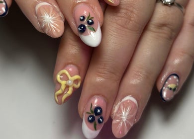 Intricate nail art design at Ctrl Nails, Tinana, Queensland, AU showcasing floral and geometric patterns.