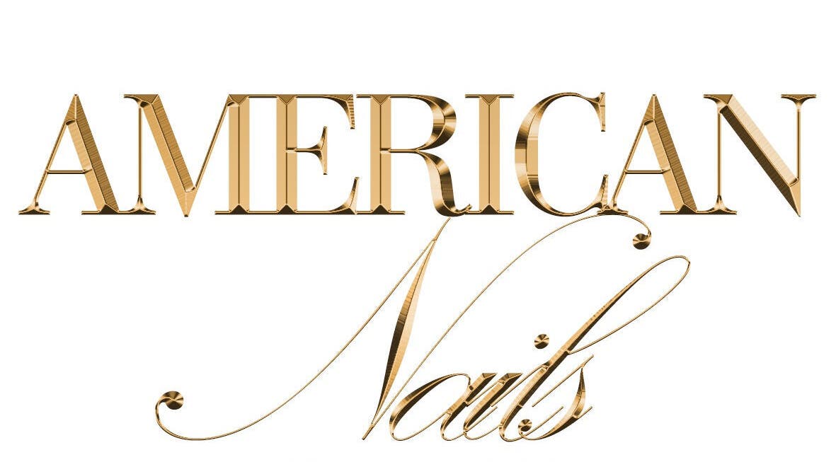 Stylish gold AmericanNails logo at AmericanNails Falkirk, located in Falkirk, Scotland, GB.