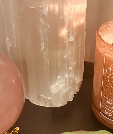 Candle, rose quartz, and crystal at The Reiki Room-Stanton Under Bardon, Markfield, England, GB.