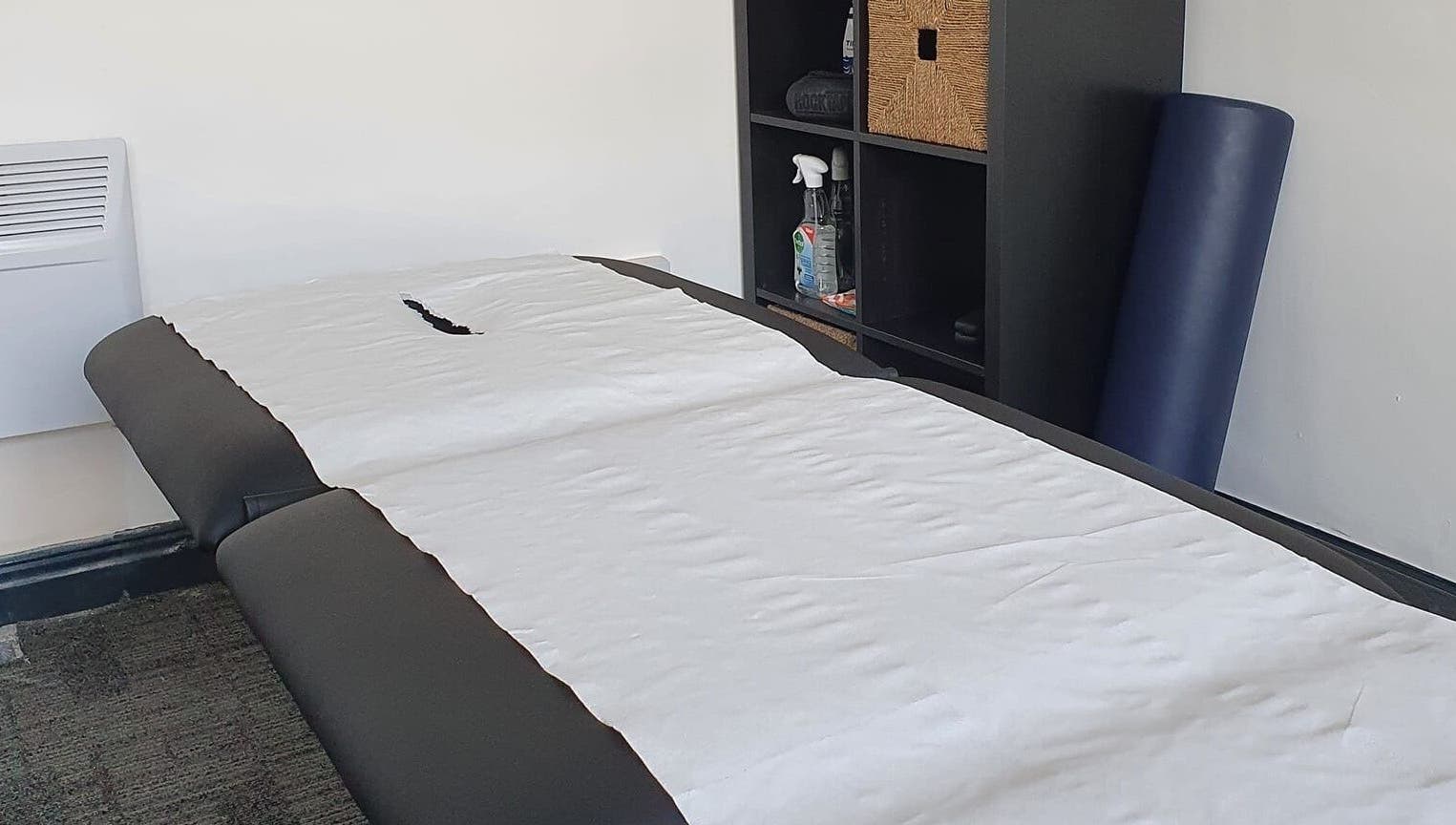 Massage table at Select Therapy, Alexandra Road, Gorseinon, Wales, GB, ready for a soothing session.