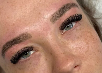 Close-up of perfectly styled lashes and brows at Luxe Beauty, Ripon, England, GB.