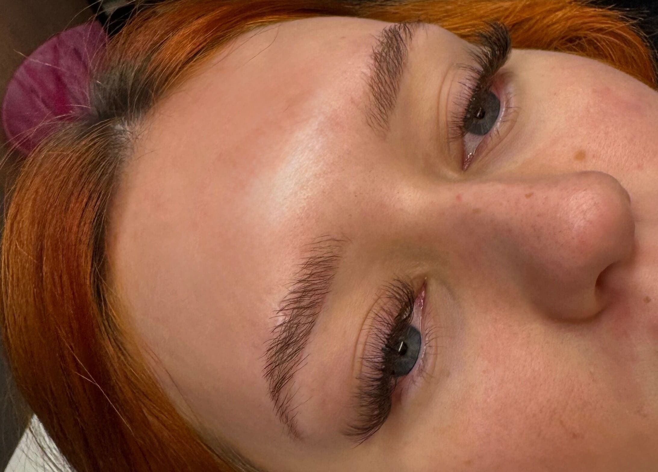 Close-up of styled eyelashes at Glowbykarla Beauty in Bradfield, New South Wales, AU.