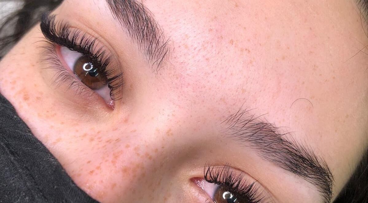 Close-up of perfectly applied eyelash extensions at Danielle Extensions, Dublin, County Dublin, IE.