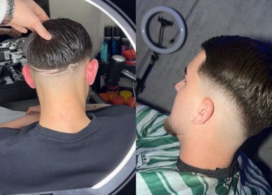 Moderner Männerhaarschnitt bei Razorhood, Bern, Bern, CH, mit stylischer Rasur.