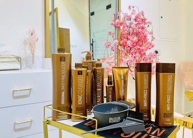 Elegant Brazilian Blowout product display at De Bliss Beauty Lounge, Dubai, دبي, AE.