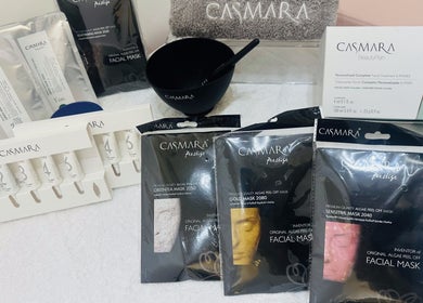 Selection of Casmara facial products at De Bliss Beauty Lounge, Dubai, دبي, AE, showcasing premium skincare.