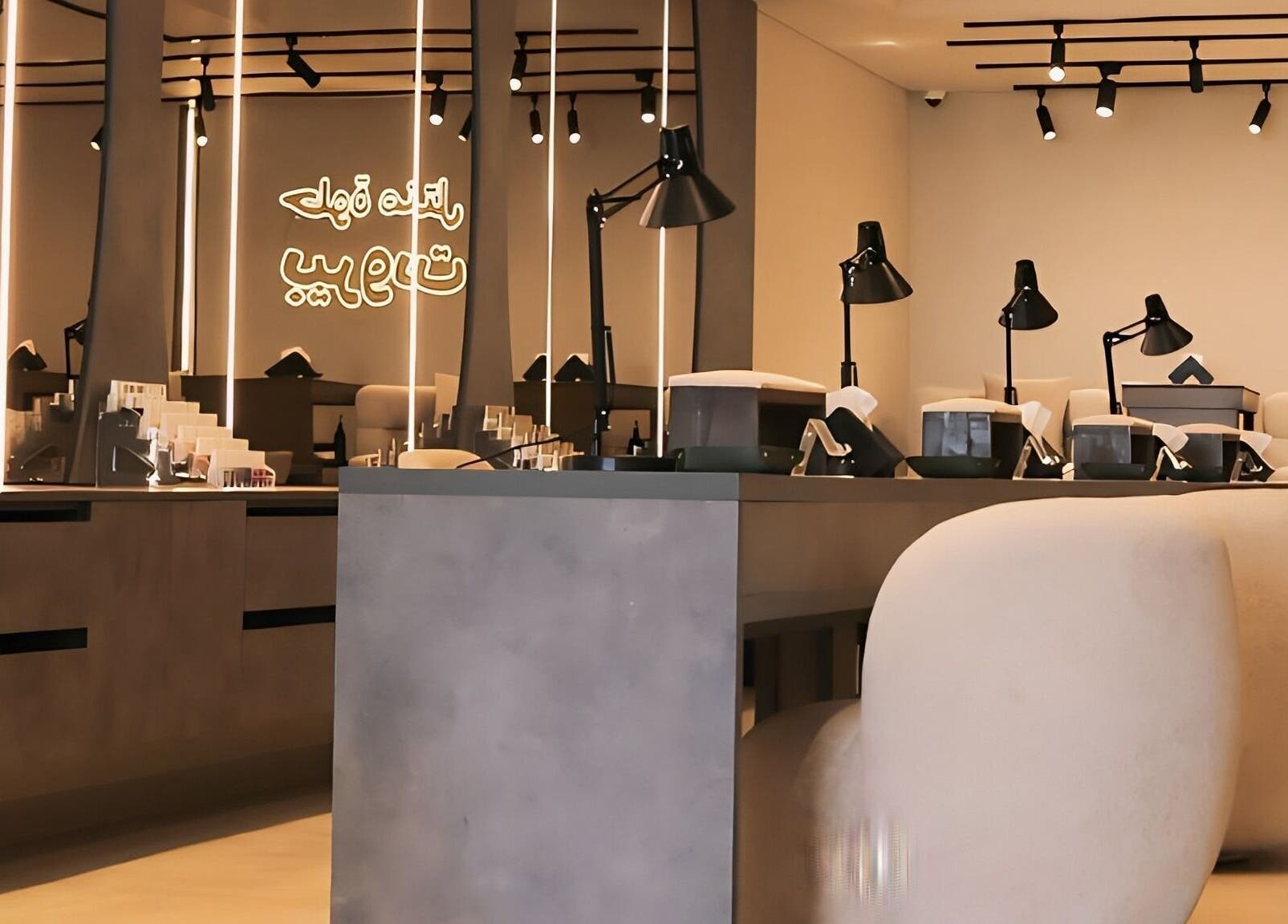 Stylish nail bar setup at Beirut Spa, Beirut, Beirut Governorate, LB, with modern decor and lighting.