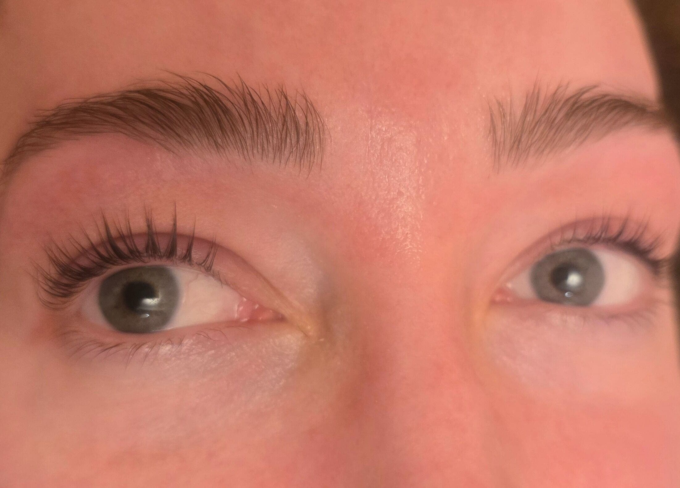Close-up of styled brows and lashes at The Pamper Room, Cheadle, England, GB.