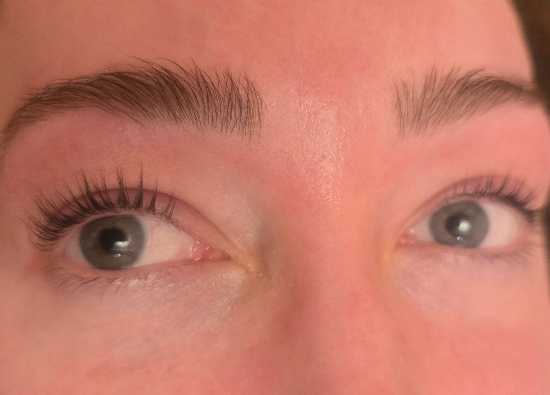 Close-up of styled brows and lashes at The Pamper Room, Cheadle, England, GB.