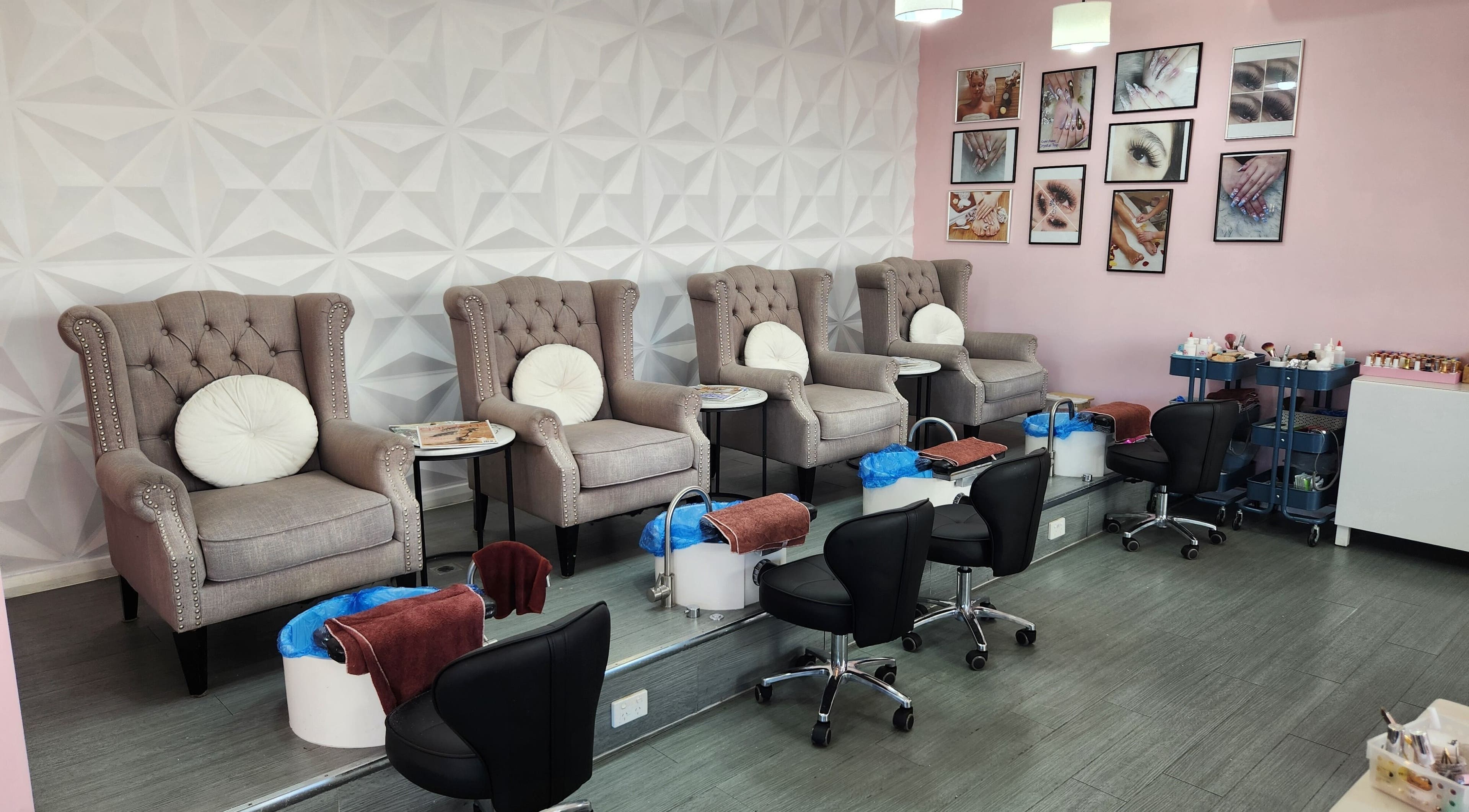Luxurious pedicure chairs in Lunas Nails Palace, Walkerville, South Australia, AU, inviting relaxation and beauty.