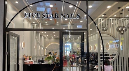 Entrance of Five Star Nails Aesthetic -Ormiston, Auckland, NZ, showcasing modern decor and welcoming ambience.