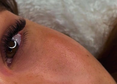 Close-up of eyelash extensions at BelléBeautéBar, Benoni, Gauteng, ZA.