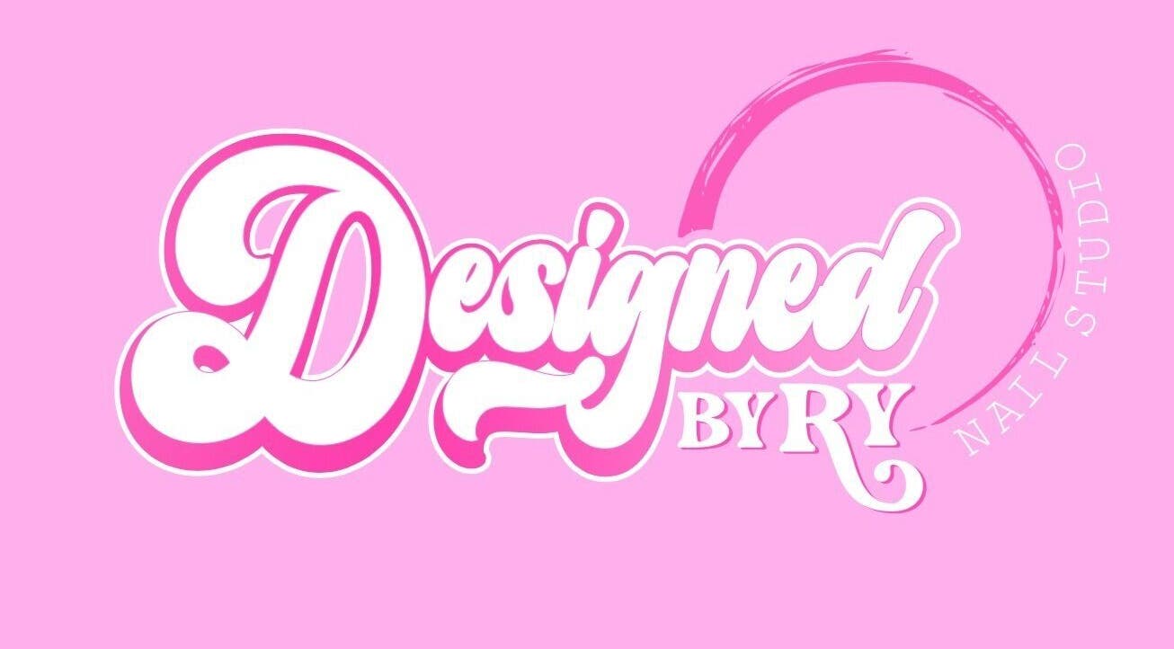 Designed by Ry logo in pink and white at Toronto, Ontario, CA nail studio.