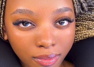 Close-up of expertly applied eyelash extensions at Afia Beauty Studio, Randburg, Gauteng, ZA.