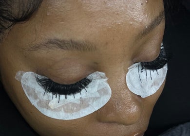 Close-up of eyelash extensions at Afia Beauty Studio, Randburg, Gauteng, ZA, highlighting precise beauty care.