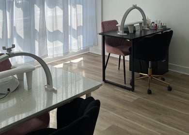 Elegant manicure stations at Cloud Nine Beauty Studio, Tillsonburg, Ontario, CA.