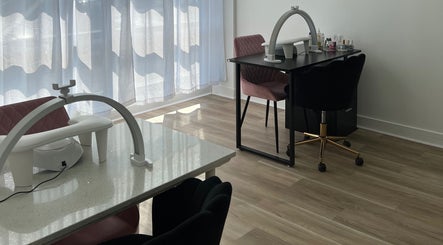 Elegant manicure stations at Cloud Nine Beauty Studio, Tillsonburg, Ontario, CA.
