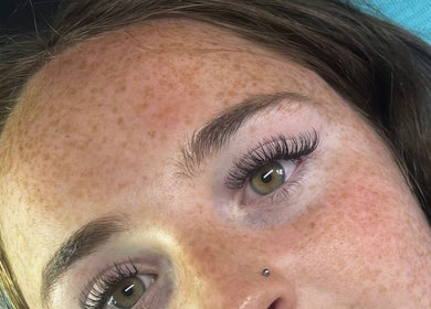 Close-up of a model's eyes with lashes by On The Lash, Londonderry, Northern Ireland, GB.