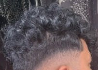 Close-up of a curly fade hairstyle at Jack's Barber Style, Wodonga, Victoria, AU.