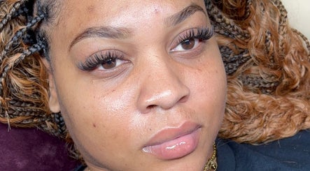 Close-up of eyelash extensions at The Hotspot, Longdenville, Chaguanas, TT, showcasing beauty services.