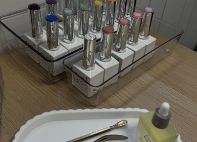 Elegant nail polish display at Bonnie Beauty, Bomaderry, New South Wales, AU.