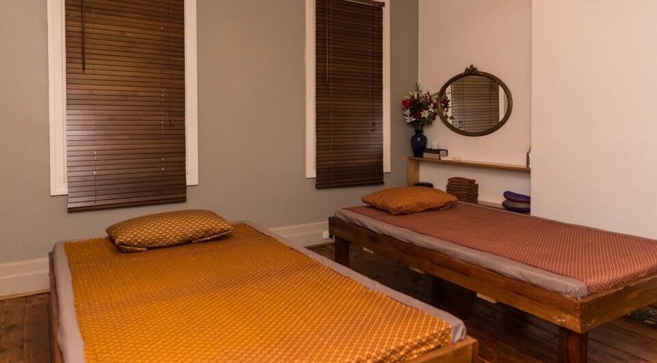 Tranquil massage room at Arokaya Thai Massage - St Kilda, located in Melbourne, Victoria, AU.