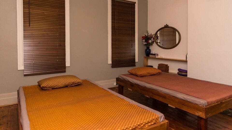 Tranquil massage room at Arokaya Thai Massage - St Kilda, located in Melbourne, Victoria, AU.