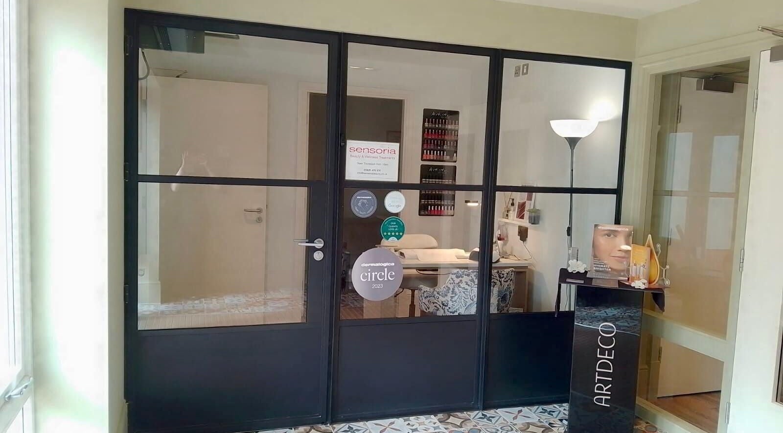 Elegant entryway at Gifford Lea beauty salon in Chester, England, GB featuring modern decor and a welcoming ambiance.