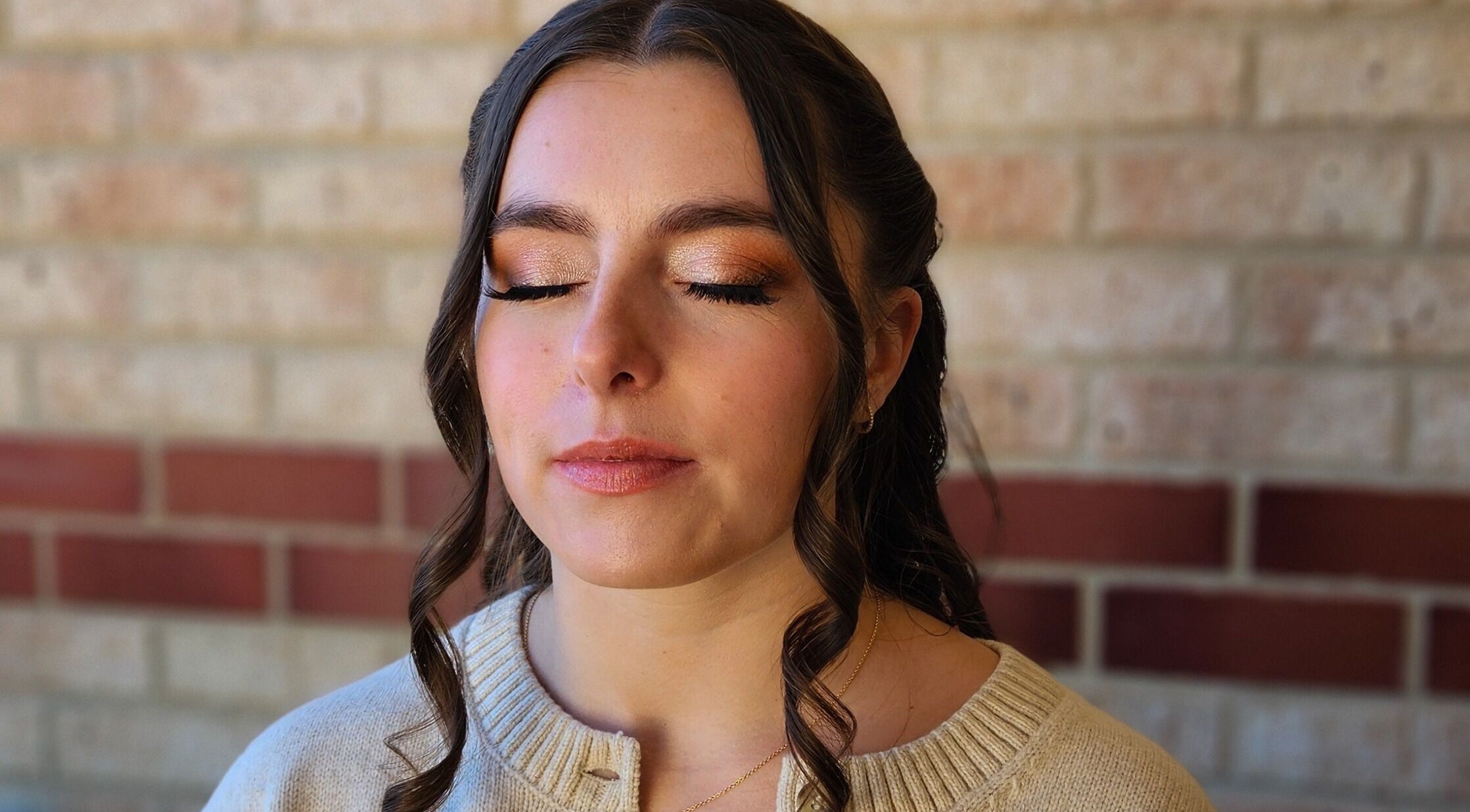 Woman with elegant makeup at DJ's Beauty Bar, Eaton, Western Australia, AU.