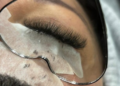 Close-up of expertly applied eyelash extensions at NDC Nails, Golden Square, Victoria, AU.