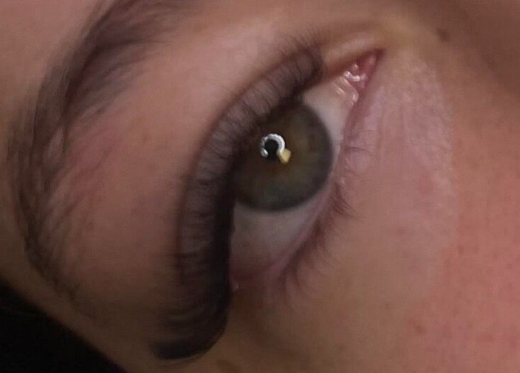 Close-up of enhanced eyelashes at Glow Tanning and Beauty in Chelmsford, England, GB.