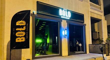 Exterior of BOLD Men’s Salon in Dubai, Dubai, AE lit at night showcasing stylish facade.