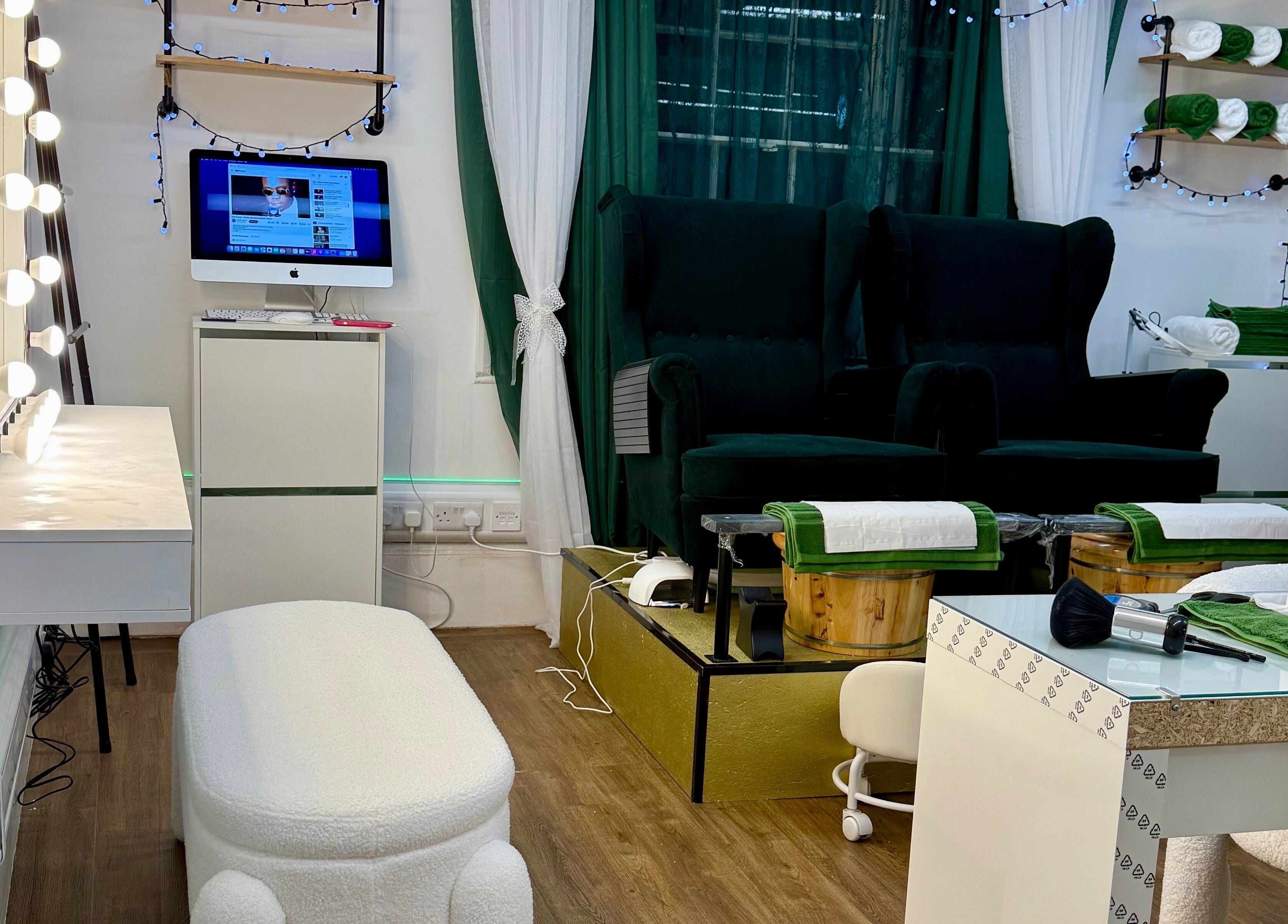 Relaxing interior of Spa by BONITA in Guildford, England, GB, featuring cozy seating and elegant decor.