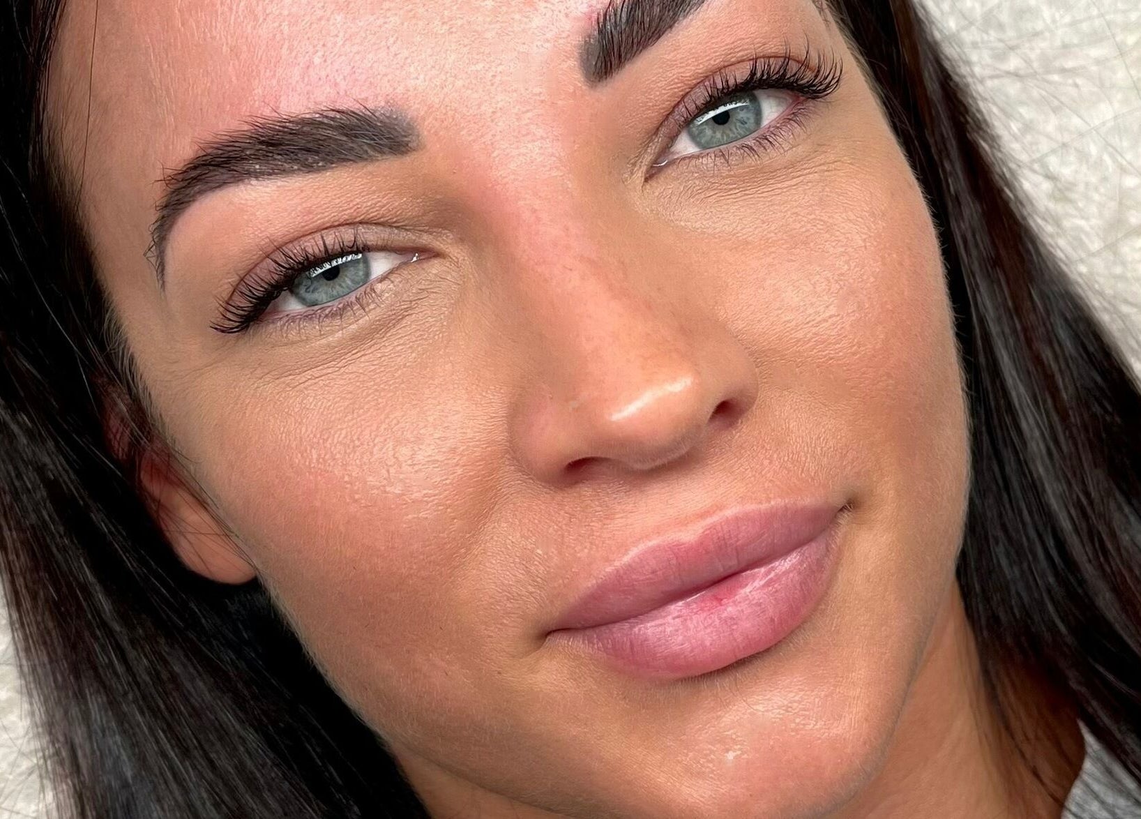 Close-up of perfectly groomed eyebrows and lashes at Lash Love Lane, Melbourne, Victoria, AU.