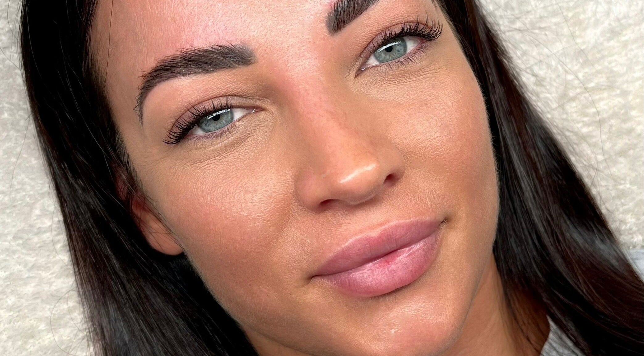 Close-up of perfectly groomed eyebrows and lashes at Lash Love Lane, Melbourne, Victoria, AU.