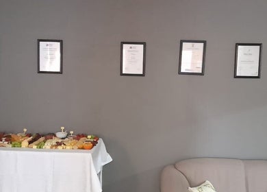 Sophisticated reception at MLM, Kathu, Northern Cape, ZA with framed awards and a gourmet spread.