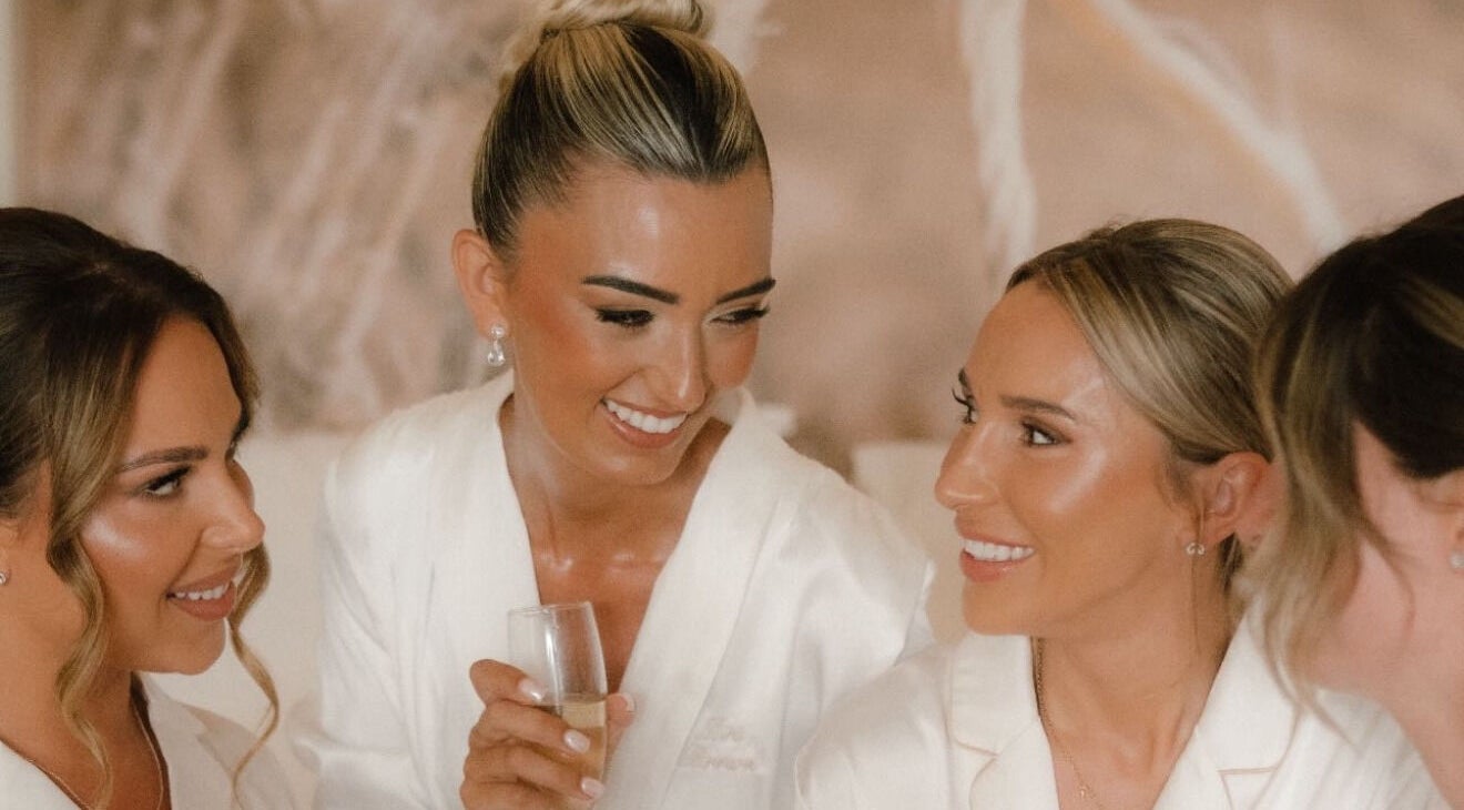 Smiling women enjoy stylish hair at Ibiza Hair & Makeup Mobile, Ibiza, GB.