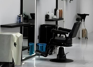 Modern barber chair at The Protocol Barbershop, Riyadh, Riyadh Province, SA.