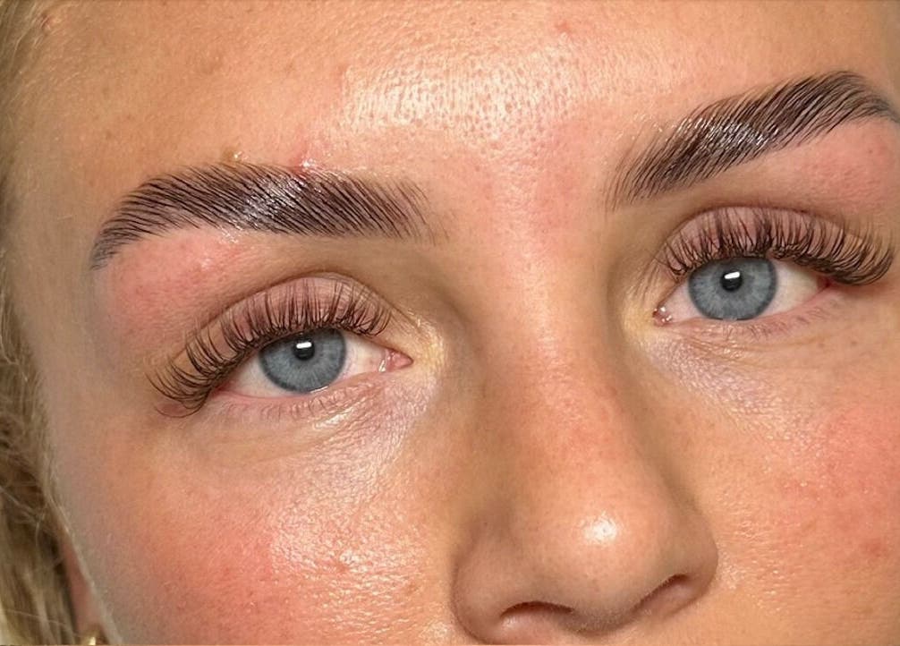Close-up of enhanced lashes and brows at G Louise Lashes & Brows, Stockton-on-Tees, England, GB.
