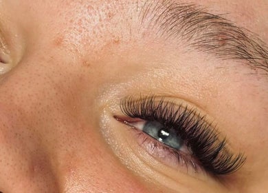 Close-up of an eye with lush lashes at The Olive Room Hereford, Hereford, England, GB.
