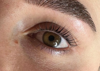 Close-up of a perfectly styled eyebrow and lashes at Face Lane, Castlereagh, New South Wales, AU.