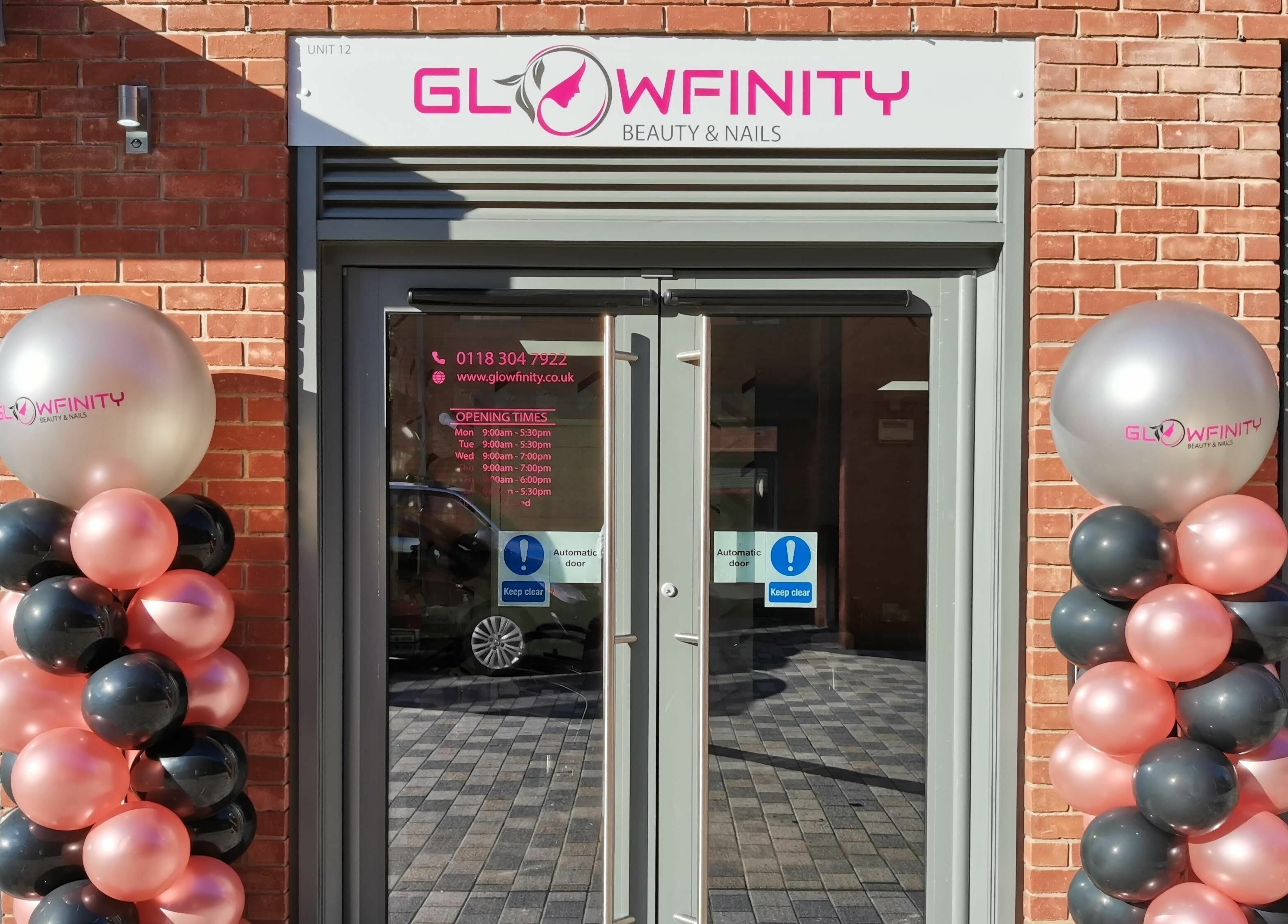 Exterior view of Glowfinity - Wokingham adorned with balloons, located in Wokingham, GB.