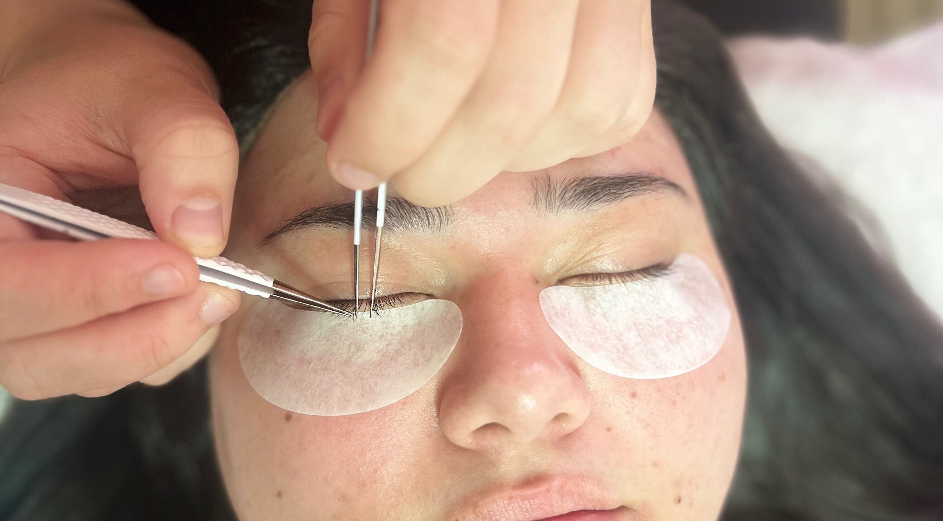 Eyelash extension application at Revive Beauty Studio, Paraparaumu, Wellington, NZ.