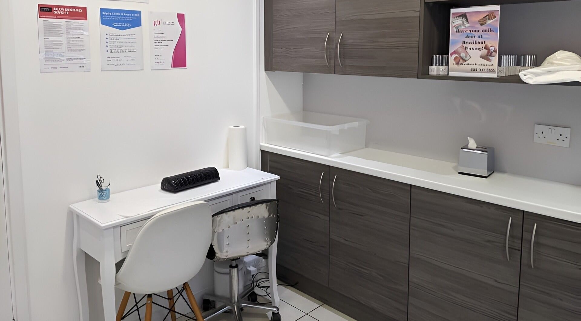 Modern waxing room at Braziliant Waxing Haydn Road, Nottingham, England, GB showcasing sleek decor.