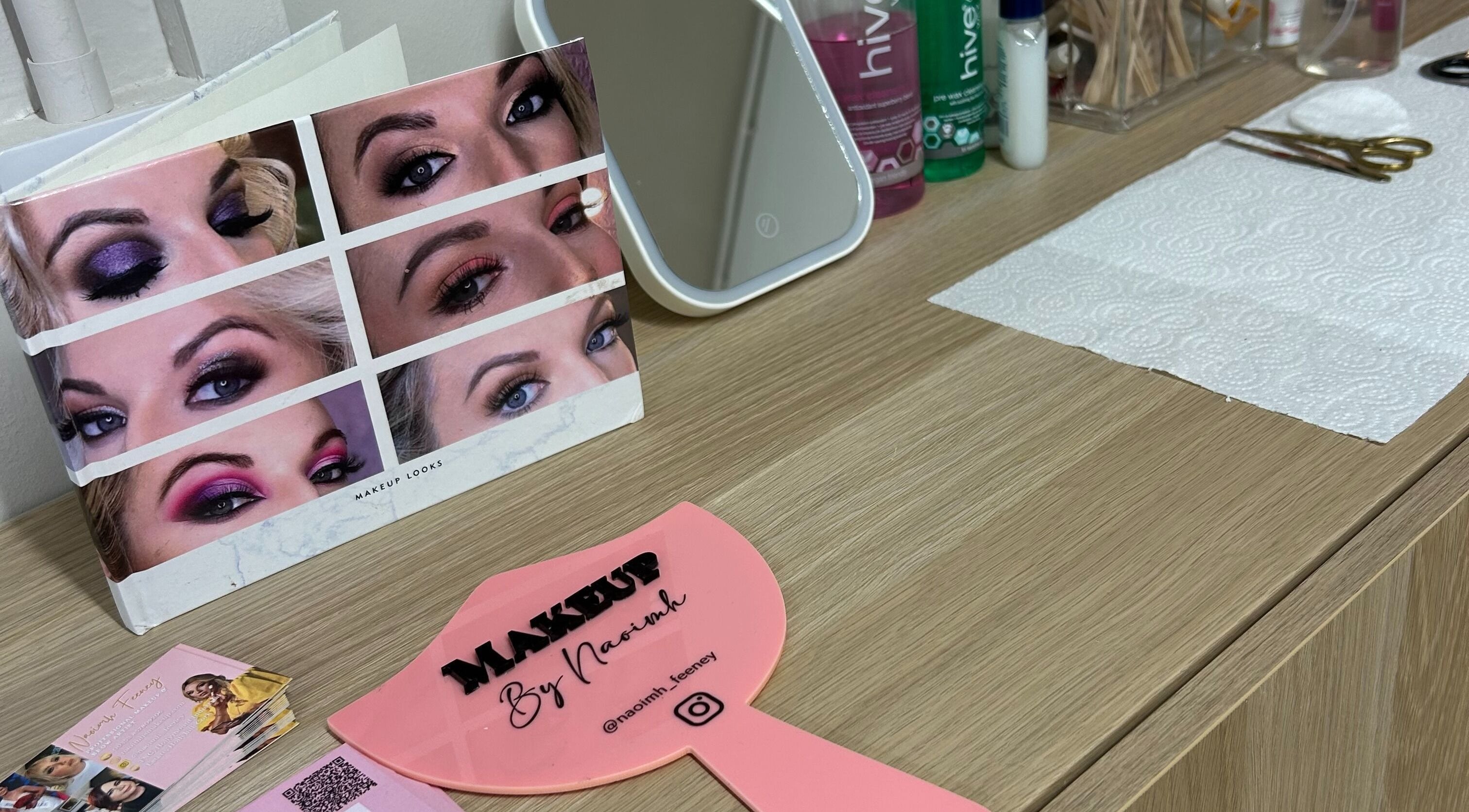 Makeup display at Naoimh Feeney - Makeup Artist, Cork, County Cork, IE featuring tools and lookbook.