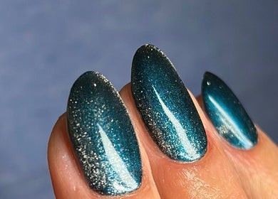 Elegant shimmering nails at Beauty Muse (BLEND) in Skewen, Wales, GB.