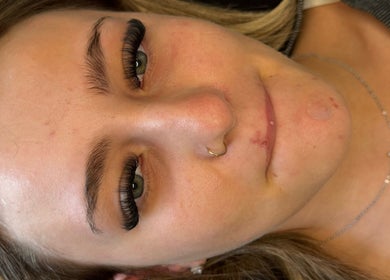Close-up of eyelash extensions at Kays Beauty & Aesthetics, Stoke-on-Trent, England, GB showcasing detailed enhancement.