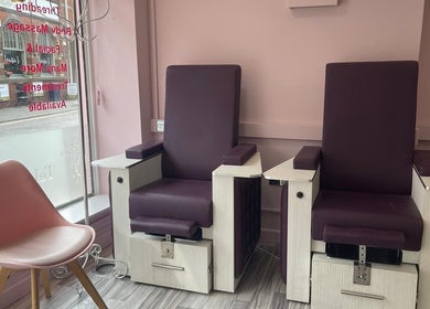 Comfortable seating at Lilybelle Beauty and Nails in Market Harborough, England, GB.