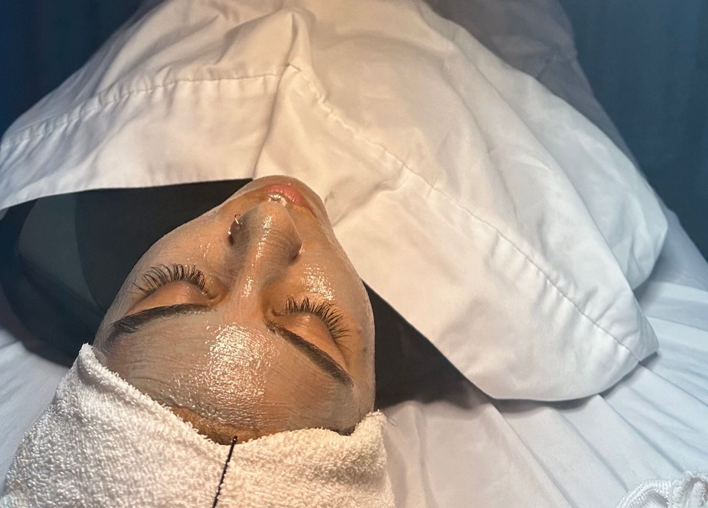 Relaxing facial at Talkaboutlashes, Fresno, California, US, showcasing luxurious skincare routine.