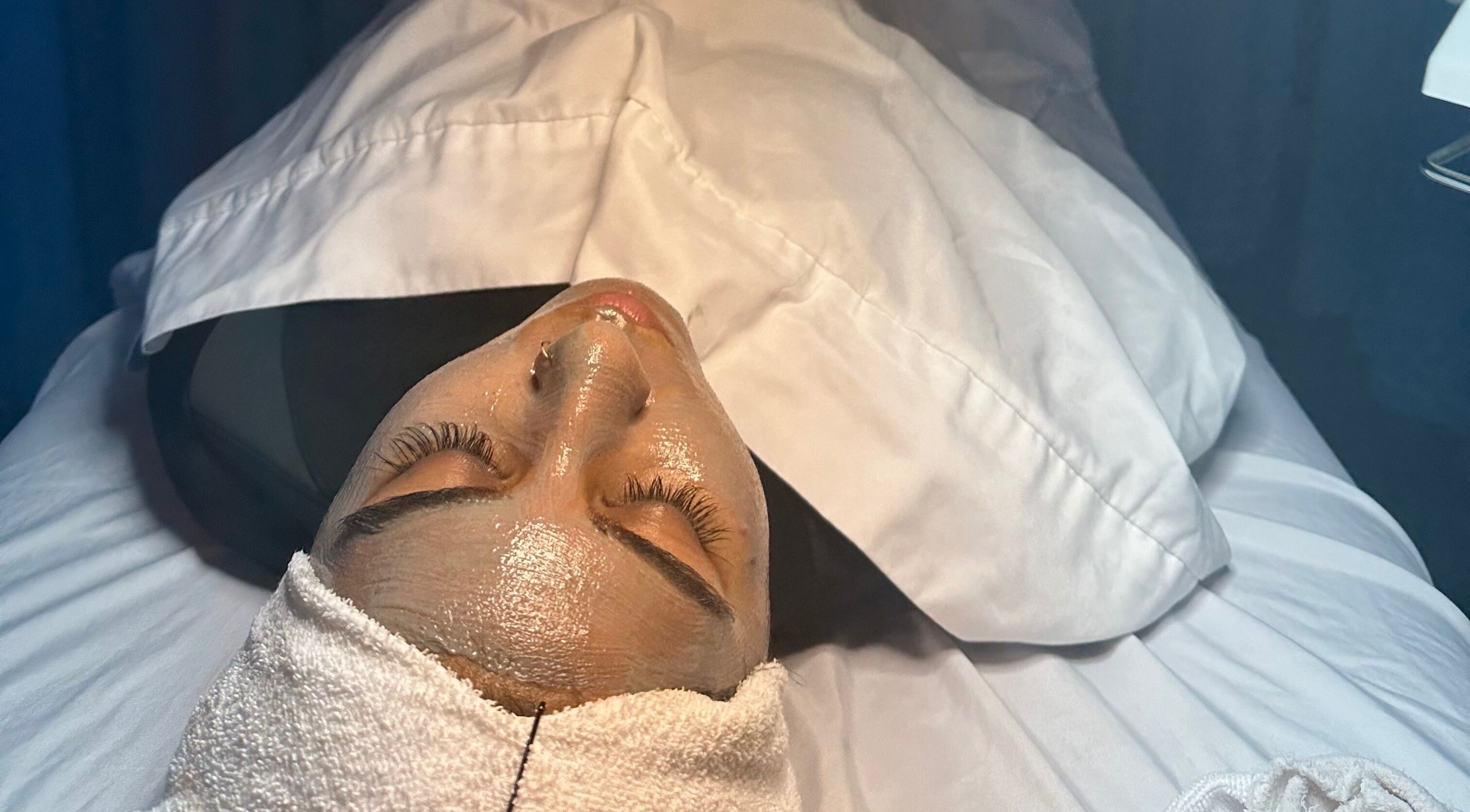 Relaxing facial at Talkaboutlashes, Fresno, California, US, showcasing luxurious skincare routine.